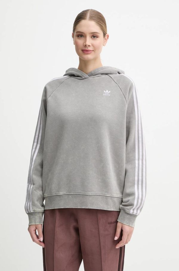 adidas Originals Dukserica adidas Originals Wash Hoodie za žene, boja: siva, s kapuljačom, s aplikacijom, IW3414