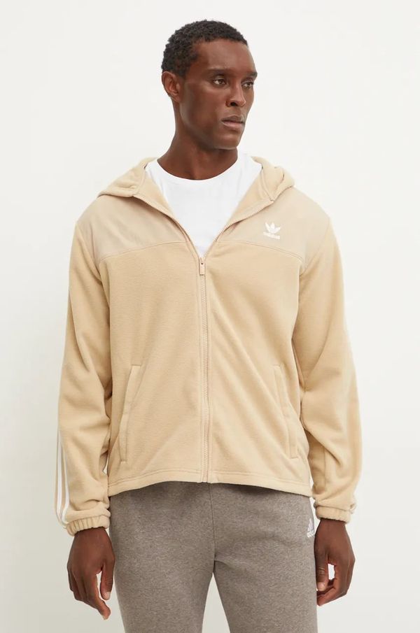 adidas Originals Dukserica adidas Originals za muškarce, boja: bež, s kapuljačom, s aplikacijom, IZ2487