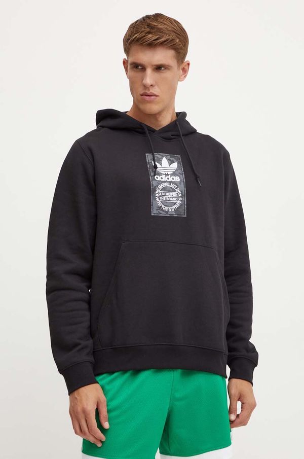 adidas Originals Dukserica adidas Originals za muškarce, boja: crna, s kapuljačom, s tiskom, IZ2513