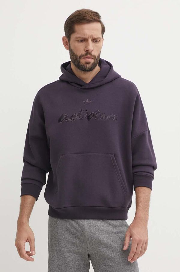 adidas Originals Dukserica adidas Originals za muškarce, boja: ljubičasta, s kapuljačom, s aplikacijom, IT7501