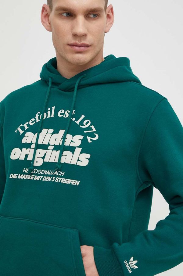 adidas Originals Dukserica adidas Originals za muškarce, boja: zelena, s kapuljačom, tiskom