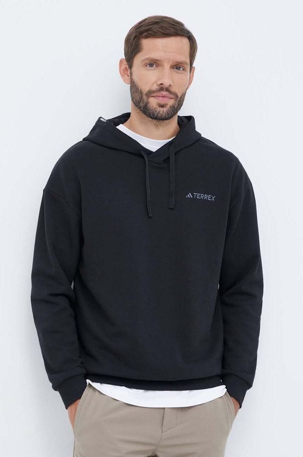 adidas TERREX Dukserica adidas TERREX Logo boja: crna, s kapuljačom, bez uzorka