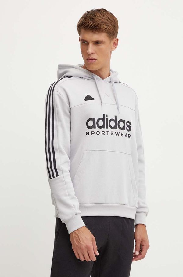 adidas Dukserica adidas Tiro za muškarce, boja: siva, s kapuljačom, s tiskom, IW5939