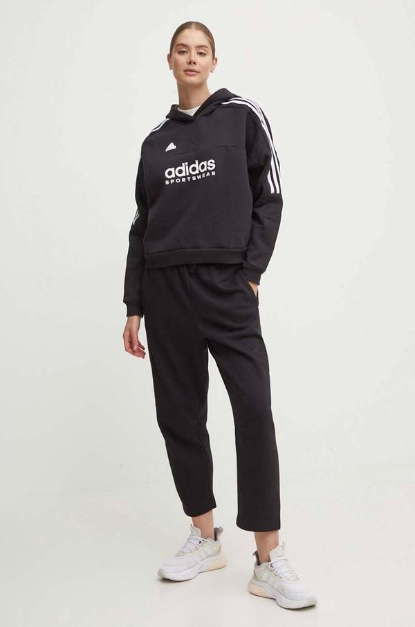 adidas Dukserica adidas Tiro za žene, boja: crna, s kapuljačom, s tiskom, IX3780