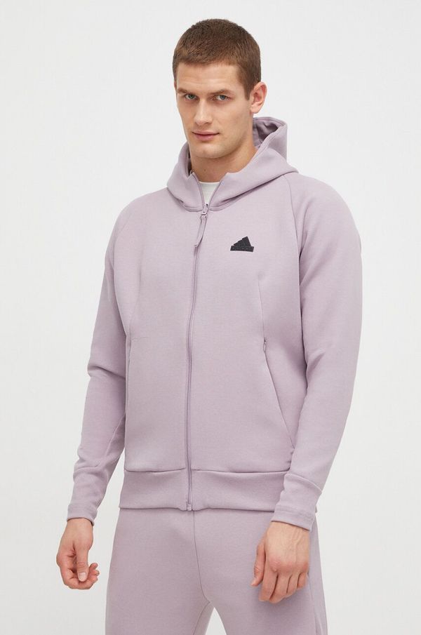 adidas Dukserica adidas Z.N.E za muškarce, boja: ružičasta, s kapuljačom, bez uzorka