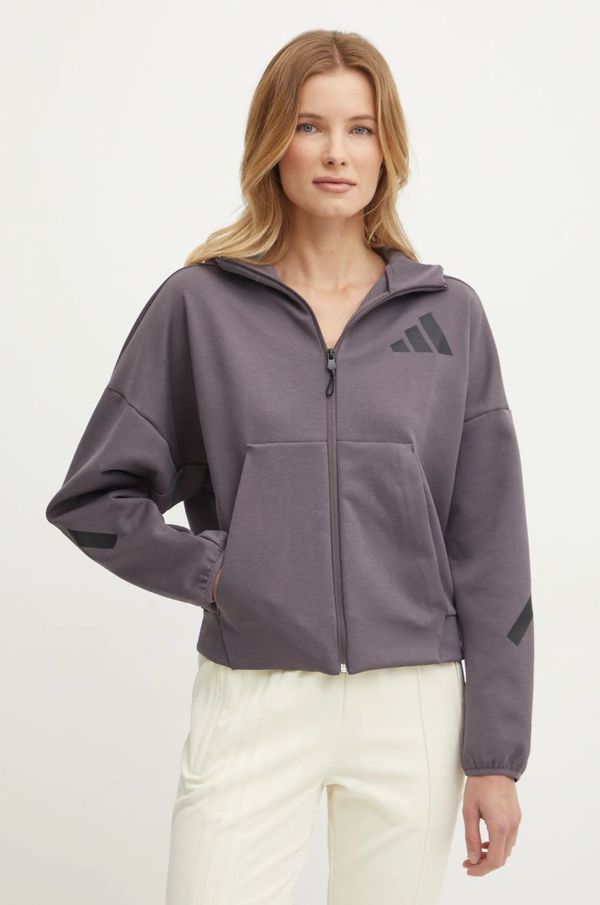 adidas Dukserica adidas Z.N.E. za žene, boja: ljubičasta, s tiskom, JD5985