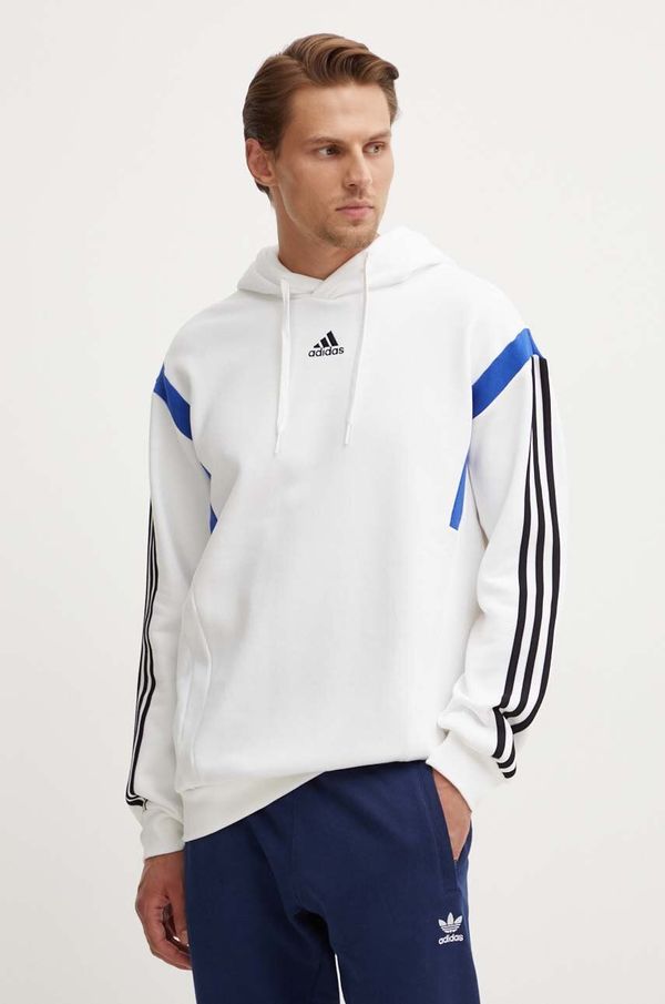 adidas Dukserica adidas za muškarce, boja: bijela, s kapuljačom, s aplikacijom, JJ1538