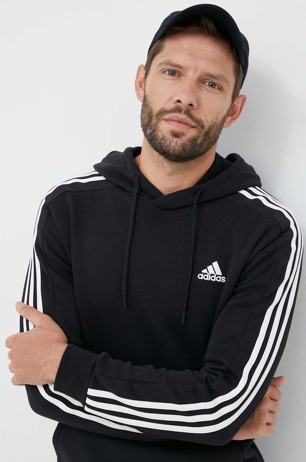 adidas Dukserica adidas za muškarce, boja: crna, s kapuljačom, aplikacijom