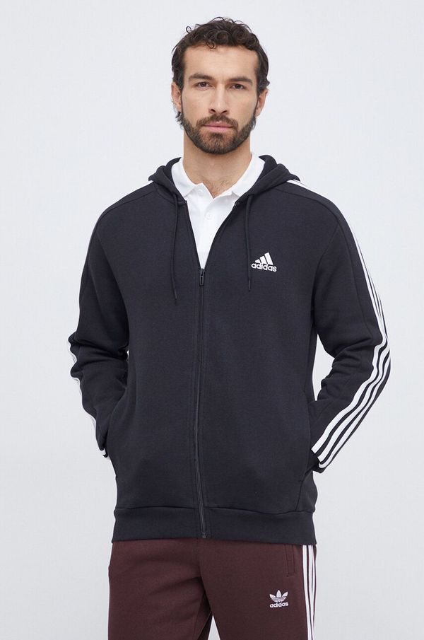 adidas Dukserica adidas za muškarce, boja: crna, s kapuljačom, aplikacijom