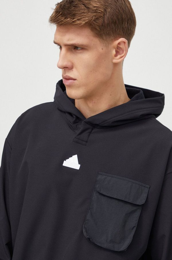 adidas Dukserica adidas za muškarce, boja: crna, s kapuljačom, bez uzorka
