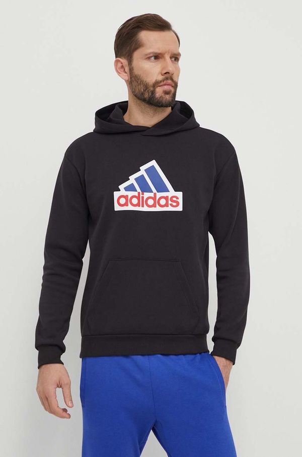 adidas Dukserica adidas za muškarce, boja: crna, s kapuljačom, s tiskom, IS3233