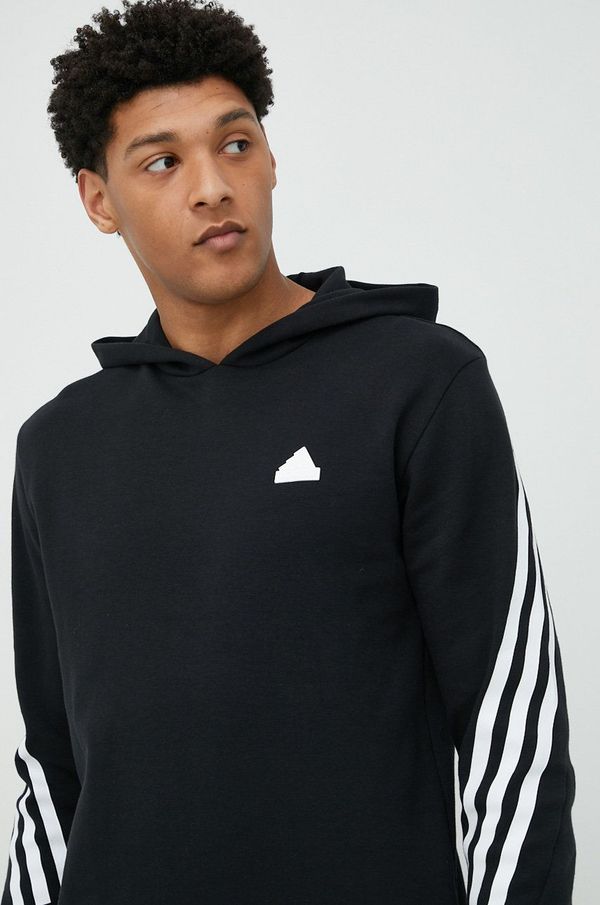adidas Dukserica adidas za muškarce, boja: crna, s kapuljačom, s tiskom