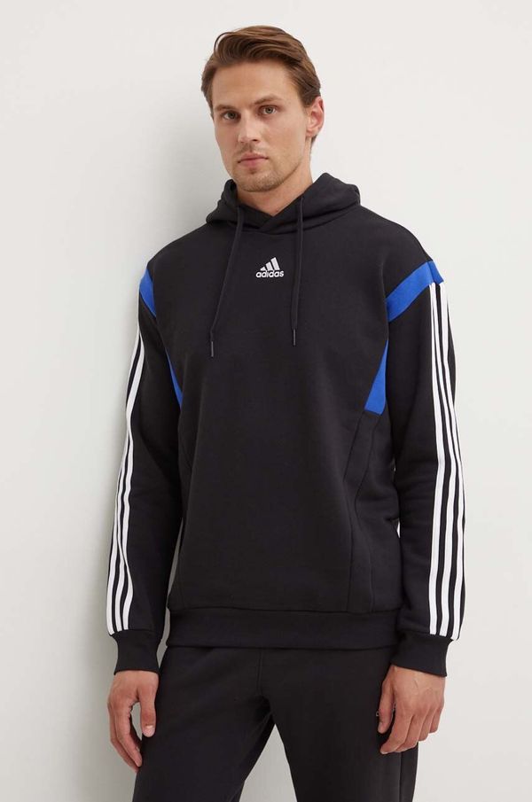 adidas Dukserica adidas za muškarce, boja: crna, s kapuljačom, s uzorkom, JJ1537