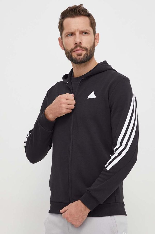 adidas Dukserica adidas za muškarce, boja: crna, s kapuljačom, tiskom