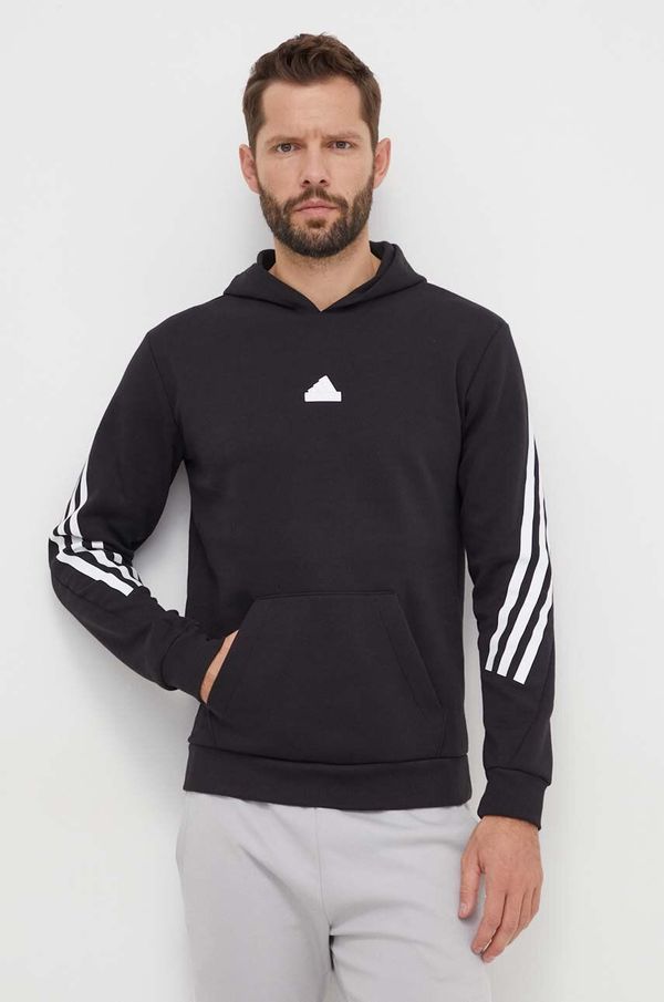 adidas Dukserica adidas za muškarce, boja: crna, s kapuljačom, tiskom