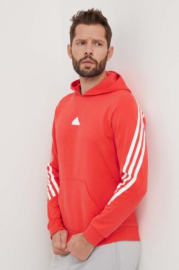 adidas Dukserica adidas za muškarce, boja: crvena, s kapuljačom, tiskom