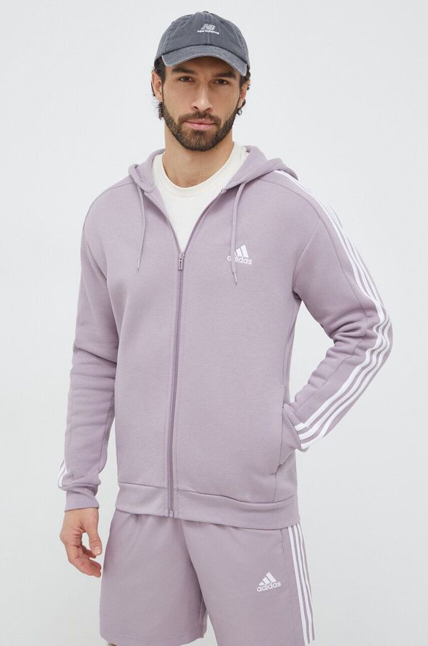 adidas Dukserica adidas za muškarce, boja: ljubičasta, s kapuljačom, aplikacijom
