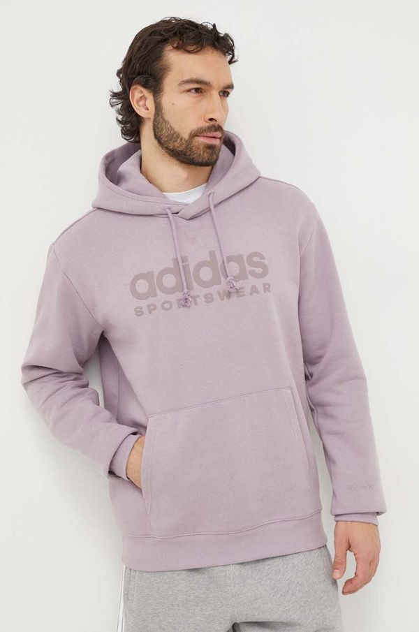 adidas Dukserica adidas za muškarce, boja: ljubičasta, s kapuljačom, tiskom