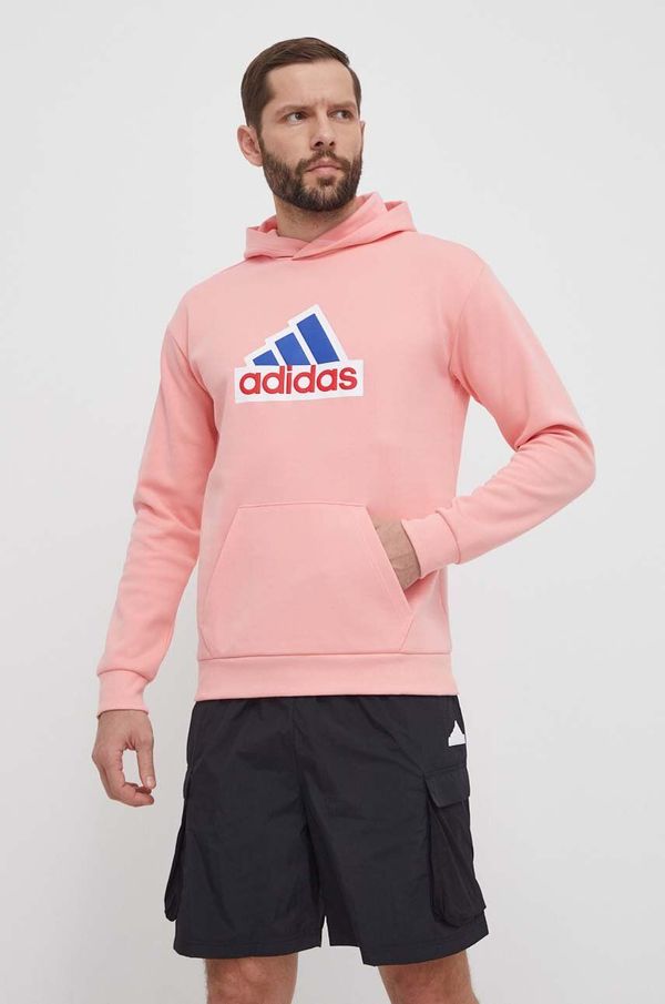 adidas Dukserica adidas za muškarce, boja: ružičasta, s kapuljačom, s aplikacijom, IS9597