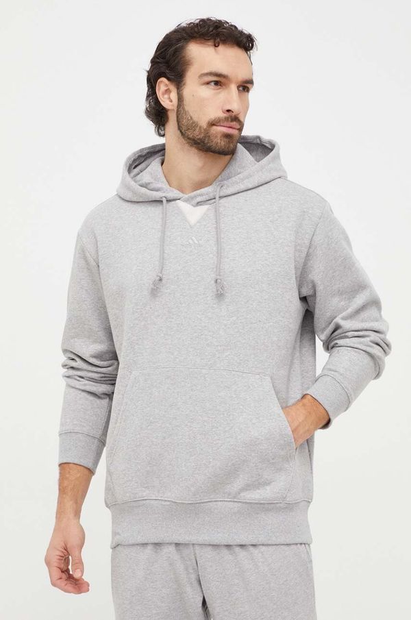 adidas Dukserica adidas za muškarce, boja: siva, s kapuljačom, melanž