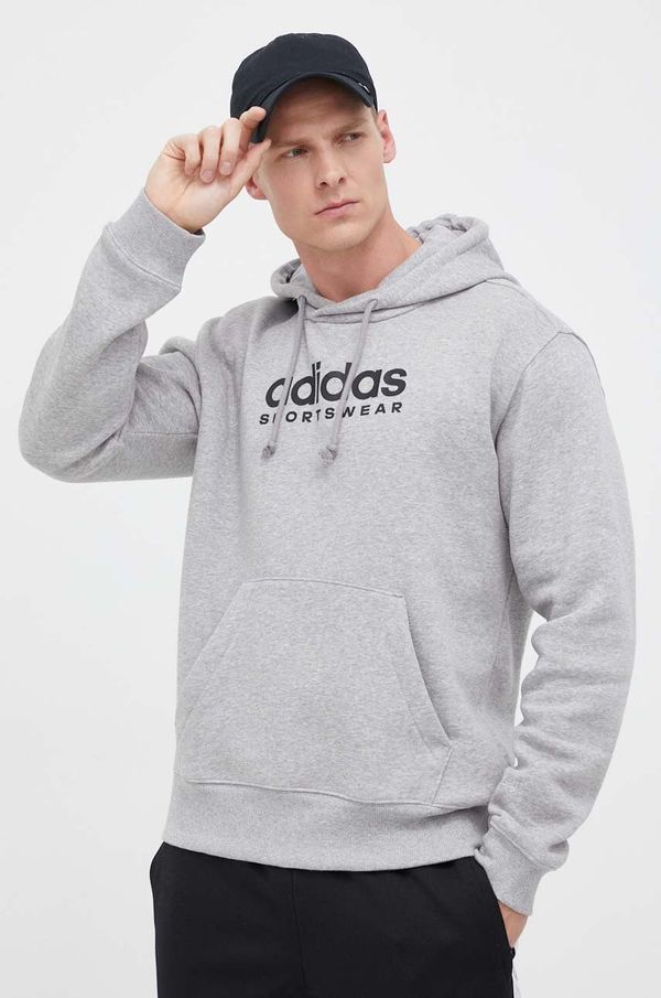 adidas Dukserica adidas za muškarce, boja: siva, s kapuljačom, s tiskom