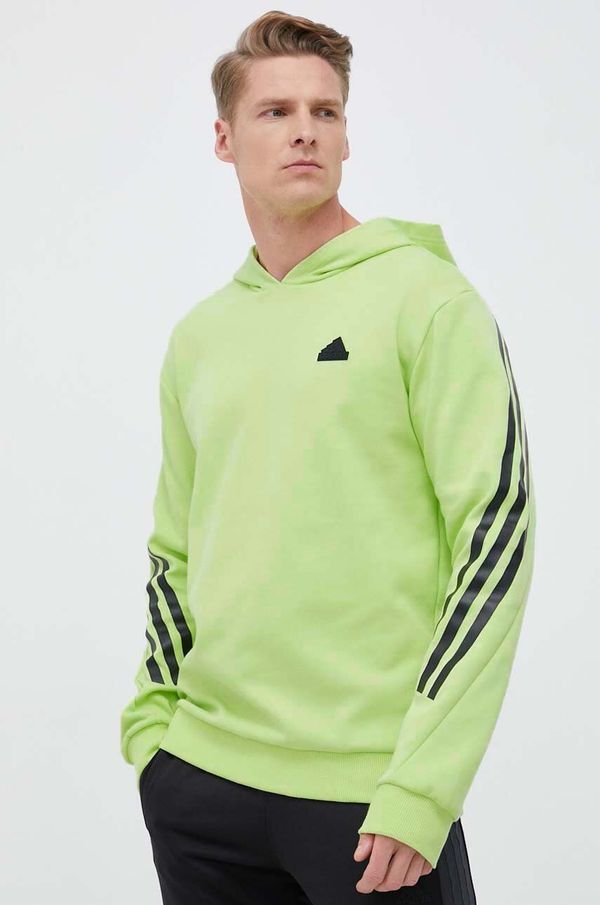 adidas Dukserica adidas za muškarce, boja: zelena, s kapuljačom, s tiskom