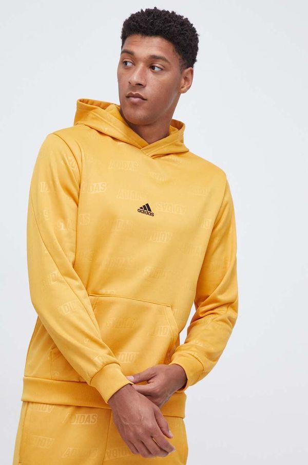 adidas Dukserica adidas za muškarce, boja: žuta, s kapuljačom, s uzorkom