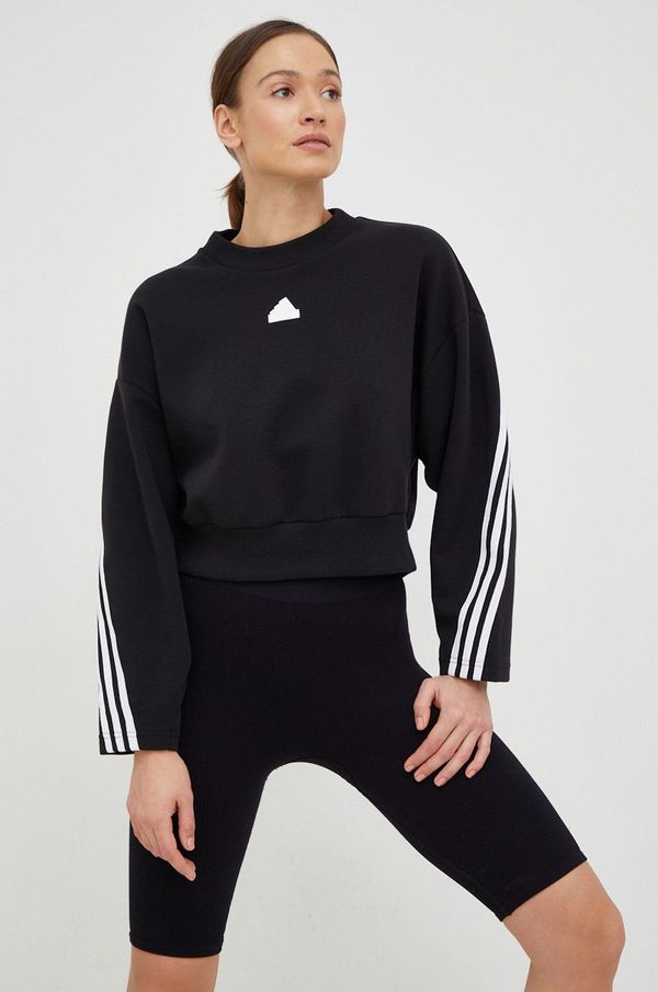 adidas Dukserica adidas za žene, boja: crna, s aplikacijom