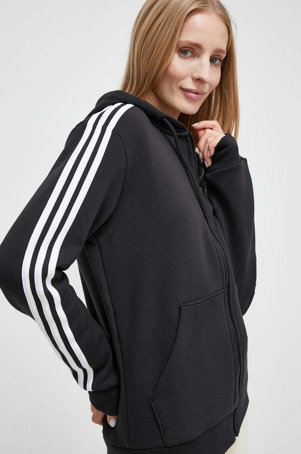 adidas Dukserica adidas za žene, boja: crna, s kapuljačom, aplikacijom HZ5743