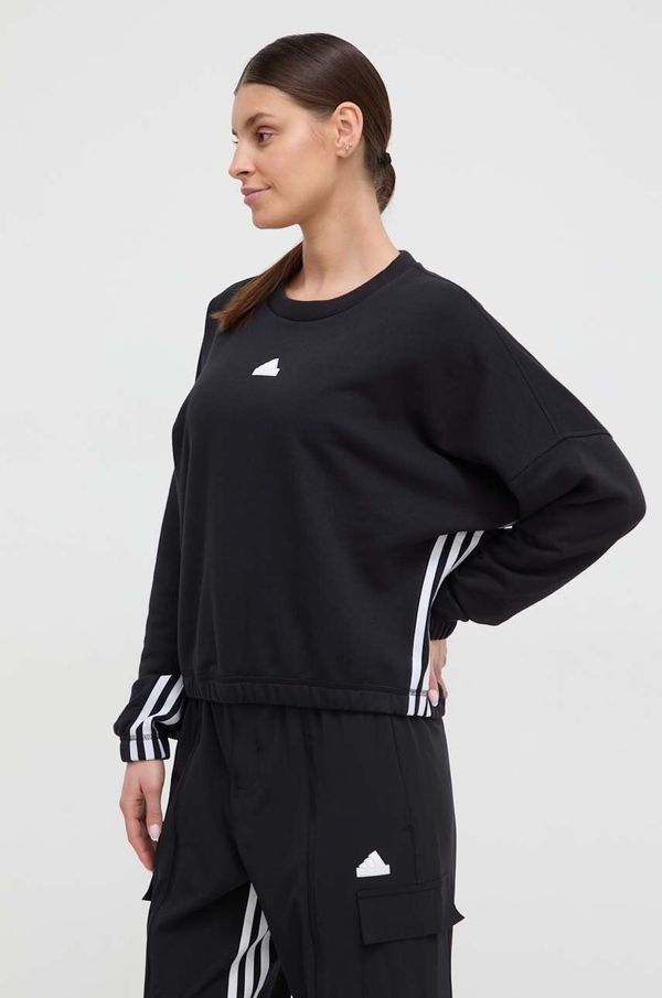 adidas Dukserica adidas za žene, boja: crna, s uzorkom