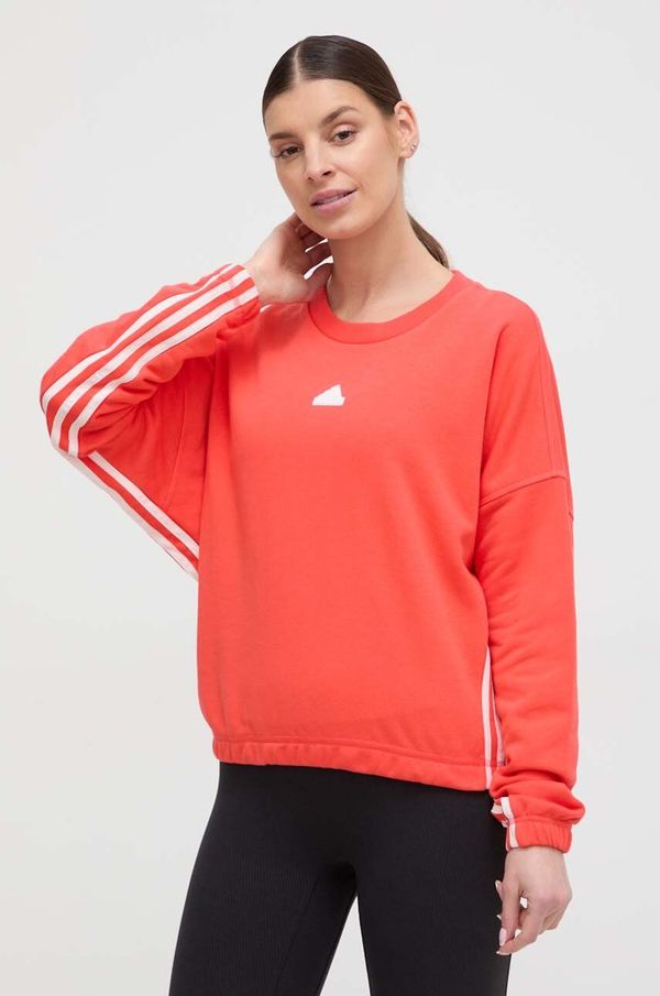 adidas Dukserica adidas za žene, boja: crvena, s uzorkom