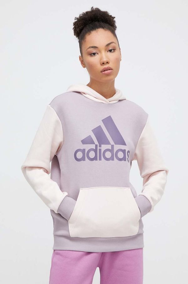 adidas Dukserica adidas za žene, boja: ljubičasta, s kapuljačom, tiskom
