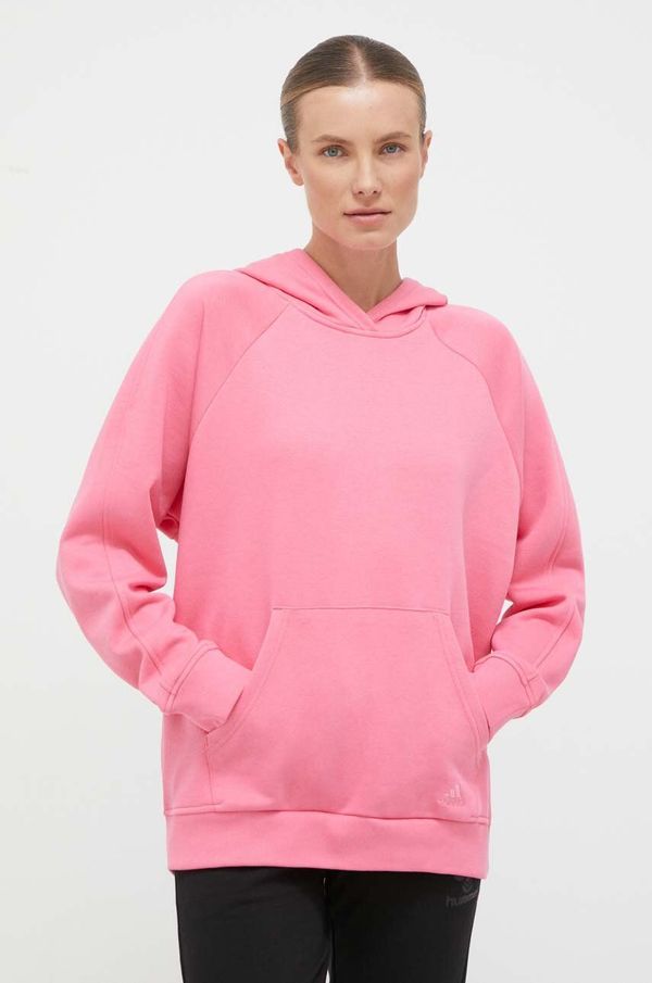 adidas Dukserica adidas za žene, boja: ružičasta, s kapuljačom, bez uzorka