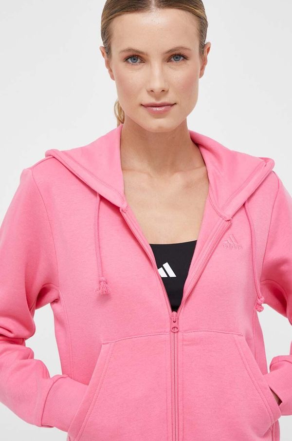 adidas Dukserica adidas za žene, boja: ružičasta, s kapuljačom, glatka