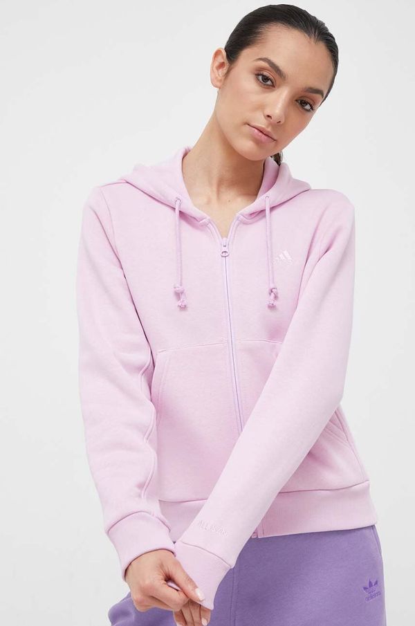 adidas Dukserica adidas za žene, boja: ružičasta, s kapuljačom, s aplikacijom