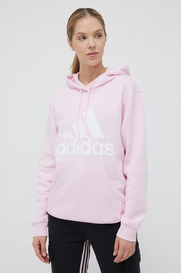 adidas Dukserica adidas za žene, boja: ružičasta, s kapuljačom, s tiskom