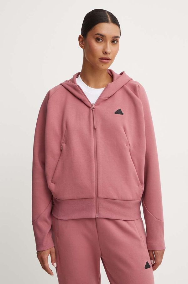 adidas Dukserica adidas ZNE za žene, boja: ružičasta, s kapuljačom, bez uzorka, IW7749