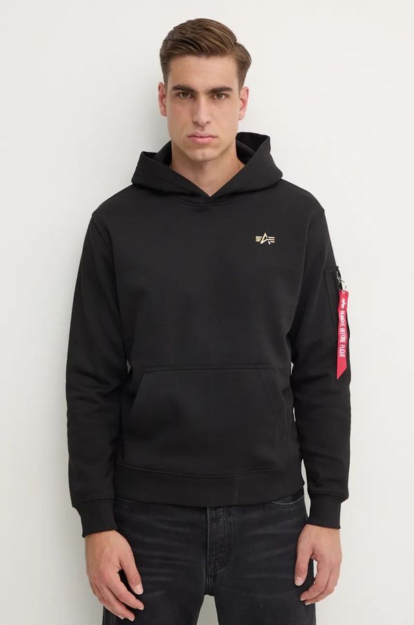 Alpha Industries Dukserica Alpha Industries za muškarce, boja: crna, s kapuljačom, bez uzorka, 148337