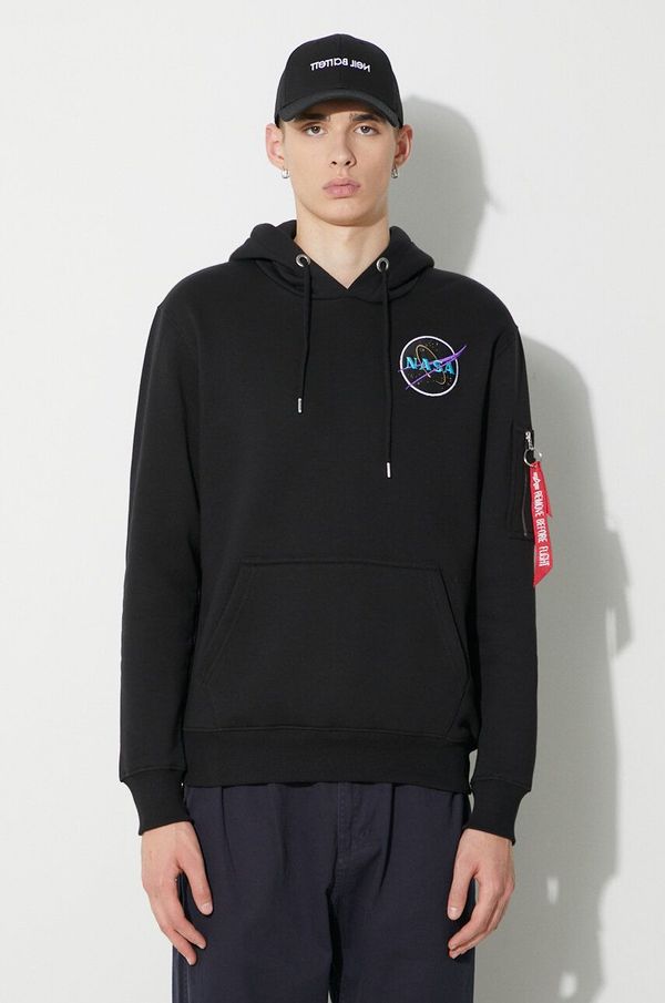 Alpha Industries Dukserica Alpha Industries za muškarce, boja: crna, s kapuljačom, s aplikacijom