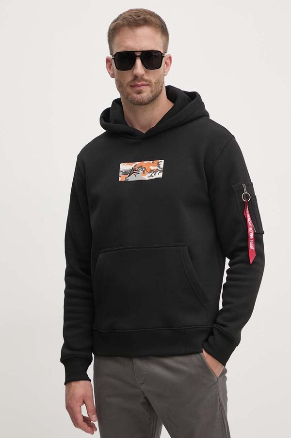 Alpha Industries Dukserica Alpha Industries za muškarce, boja: crna, s kapuljačom, s tiskom, 148338