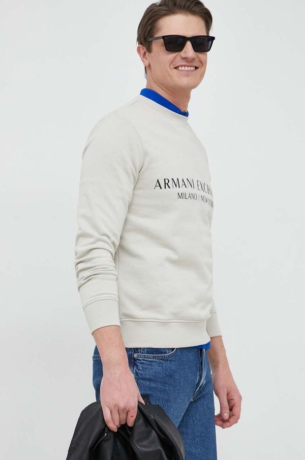 Armani Exchange Dukserica Armani Exchange za muškarce, boja: zelena, s tiskom