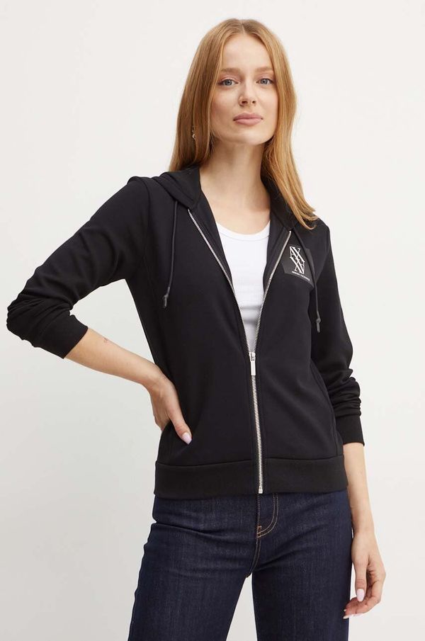 Armani Exchange Dukserica Armani Exchange za žene, boja: crna, s kapuljačom, s aplikacijom, 6DYM79 YJEGZ