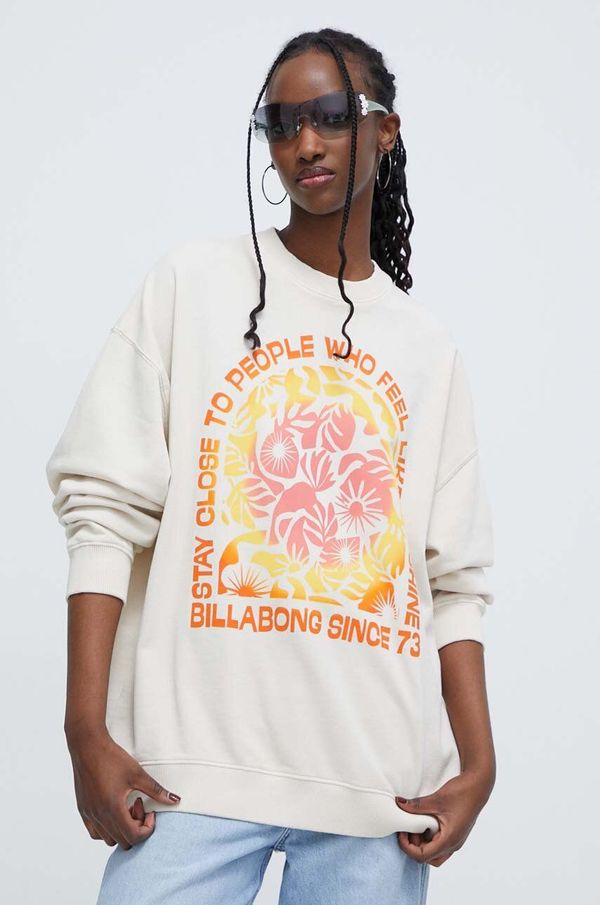 Billabong Dukserica Billabong za žene, boja: bež, s uzorkom