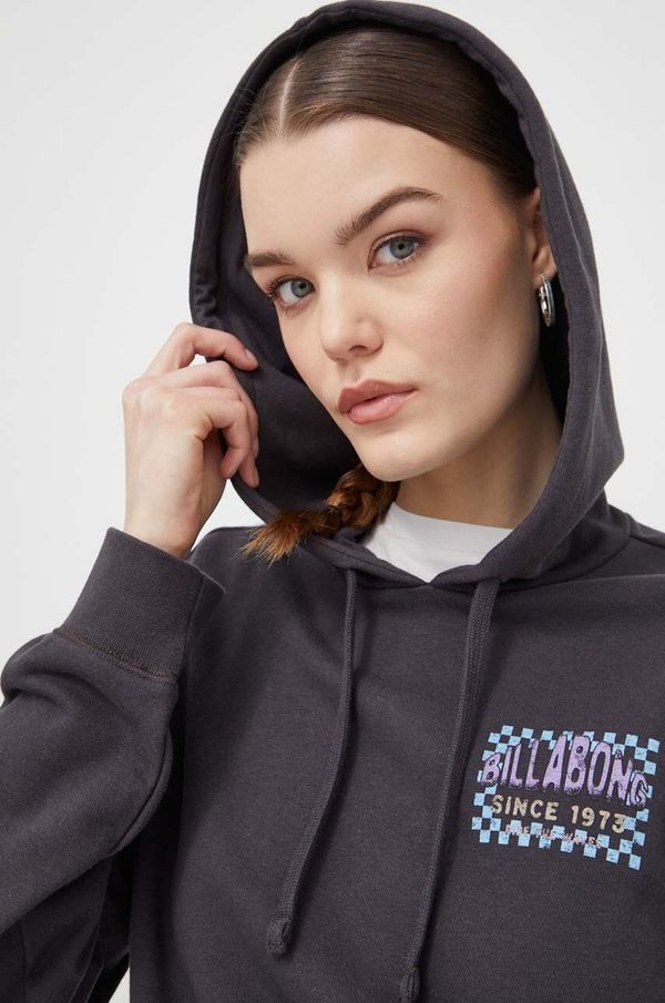 Billabong Dukserica Billabong za žene, boja: crna, s kapuljačom, s tiskom