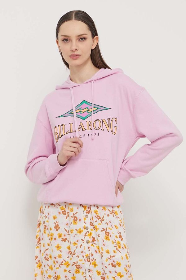 Billabong Dukserica Billabong za žene, boja: ružičasta, s kapuljačom, s tiskom