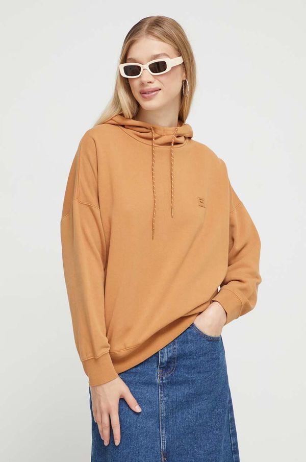 Billabong Dukserica Billabong za žene, boja: smeđa, s kapuljačom, bez uzorka