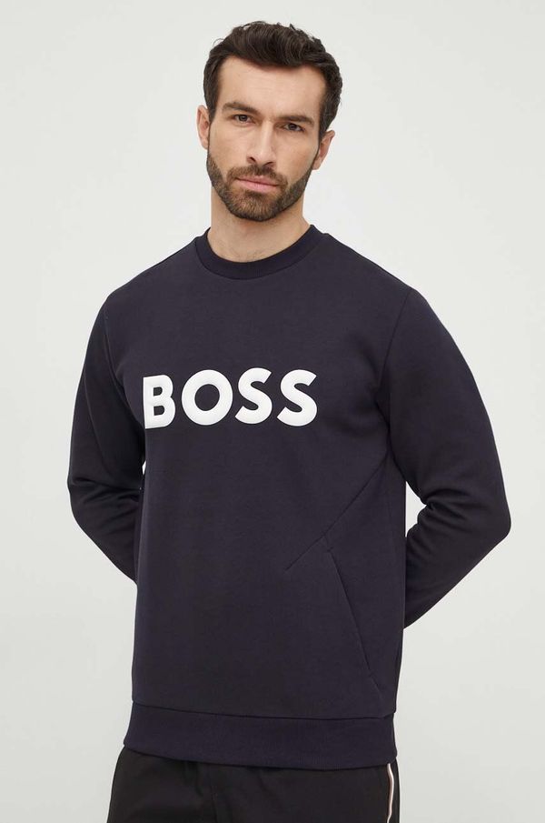 Boss Green Dukserica Boss Green za muškarce, boja: tamno plava, s aplikacijom, 50510350