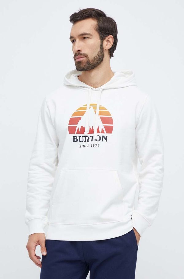 Burton Dukserica Burton za muškarce, boja: bijela, s kapuljačom, s tiskom