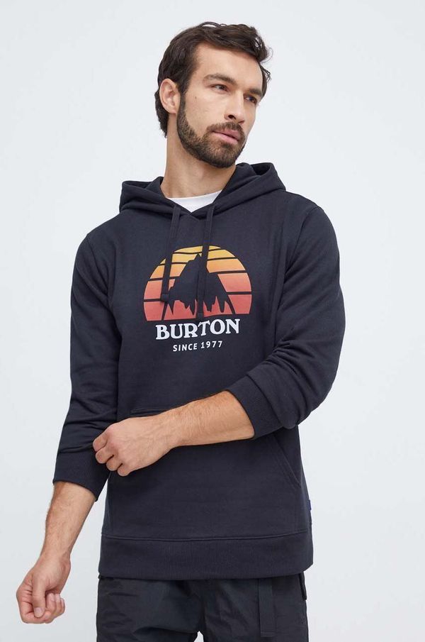 Burton Dukserica Burton za muškarce, boja: crna, s kapuljačom, s tiskom