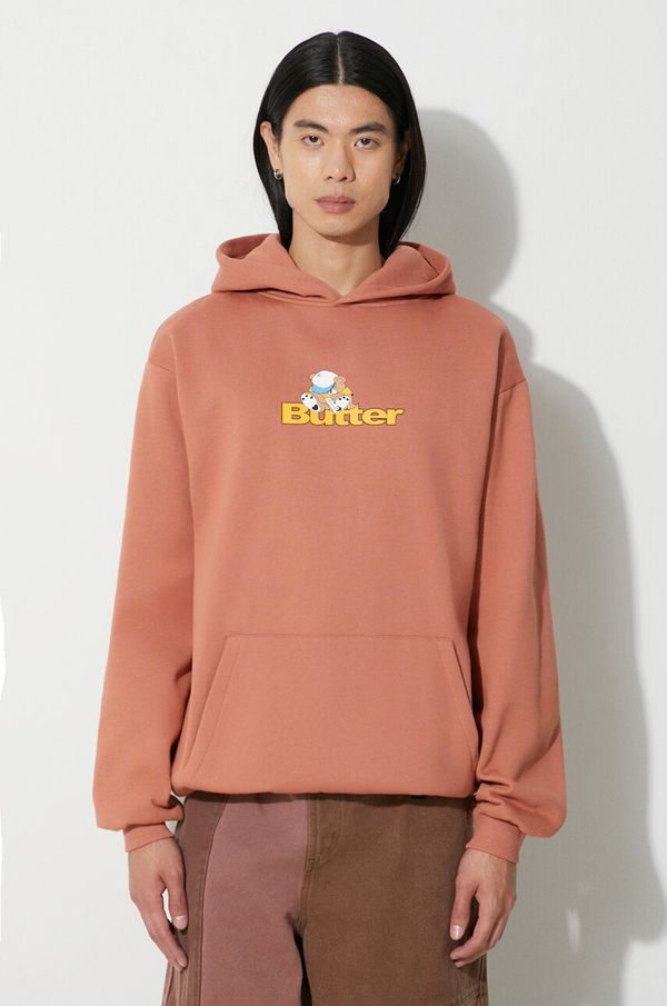 Butter Goods Dukserica Butter Goods Teddy Logo Pullover Hood za muškarce, boja: narančasta, s kapuljačom, s tiskom, BGQ3231304